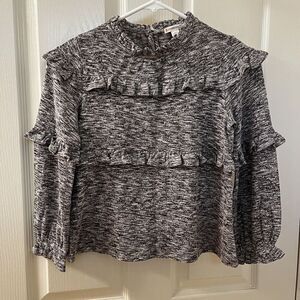 Crewcuts Ruffle Pullover in Superfine Yarn Heather Speckled Gray Girls SZ 10 NWT